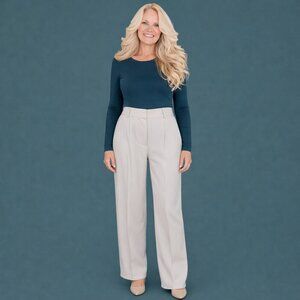 Grey & White Pinstripe Pleated Pants